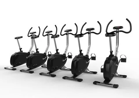 Stationary Bikes in a Row Stock Illustration