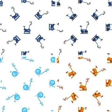 Stationary Bikes Seamless Pattern on White Background for Gym, Fitness, and Stock-Illustration
