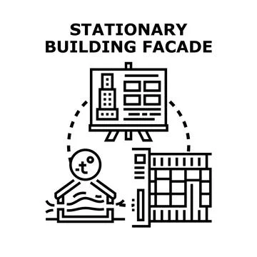 Stationary building facade vector concept illustration Ilustración de archivo