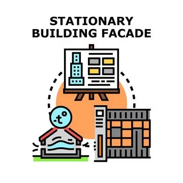 Stationary building facade vector concept illustration Stock Illustration