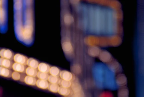 Stationary close view of angled, layered, blurred neon lights Stock Footage 86884868