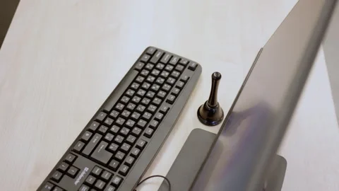 Stationary computer placed on office desk in office Stock Footage 333669609