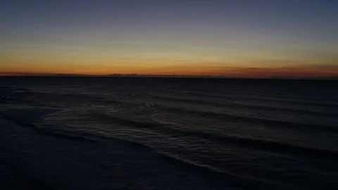 Stationary dawn beach sets Stock Footage 95703493