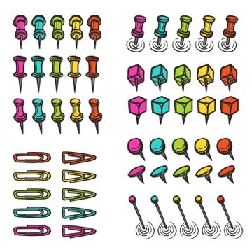 Stationary navigation push pins pictograms collection Stock Illustration