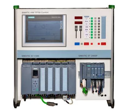 Stationary operator panel SIMATIC HMI Comfort for solving problems of operati Stock Photos