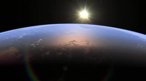 Stationary Orbit over CG Earth at Sunset 1080p HD Stock Footage 24953633