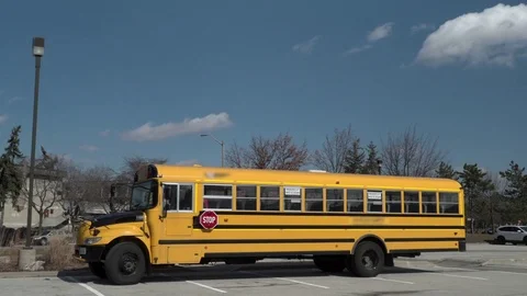 Stationary school bus. Timelapse Stock Footage 72983001