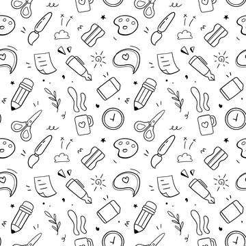 Stationary set vector illustration. Doodle Drawing design concept Stock Illustration