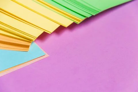 Stationary, Stack of Blank Colored Sticker on Lilac Board. Time-management Stock Photos
