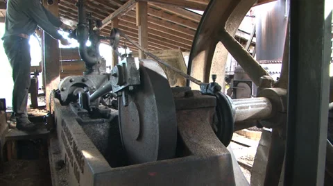 Stationary Steam Engine Stock Footage 37085448