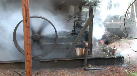 Stationary Steam Engine Stock Footage 37085452