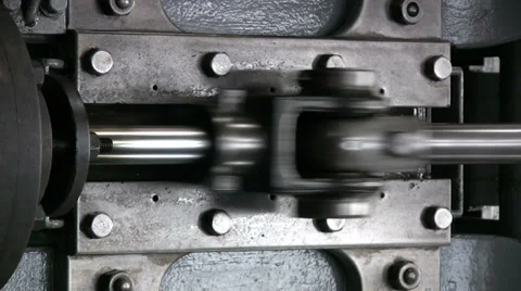 Stationary steam engine piston slide and connecting rod Stock Footage