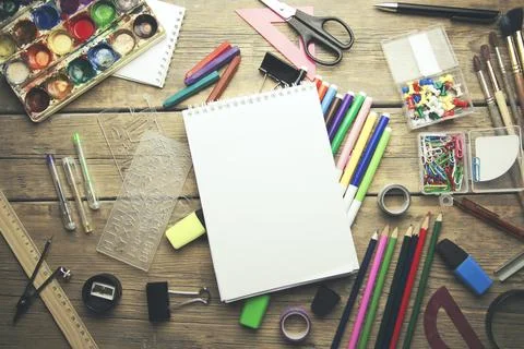 Stationary on the table Stock Photos
