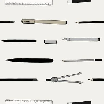 Stationary vector set , hand draw sketch seamless pattern vector. Stock Illustration