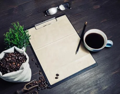 Stationery and coffee Stock Photos