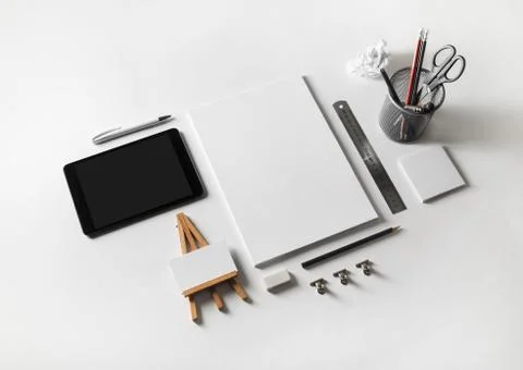 Stationery and tablet Foto stock