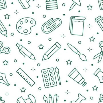 Stationery background, school tools seamless pattern. Art education wallpaper Stock Illustration