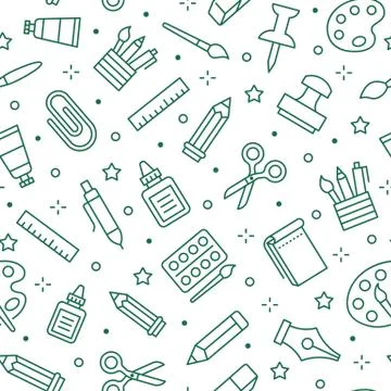 Stationery background, school tools seamless pattern. Art education wallpaper Illustrazione stock