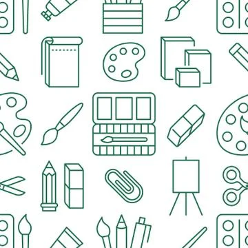 Stationery background, school tools seamless pattern. Art education wallpaper Illustrazione stock