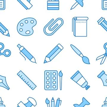 Stationery background, school tools seamless pattern. Art education wallpaper Stock Illustration