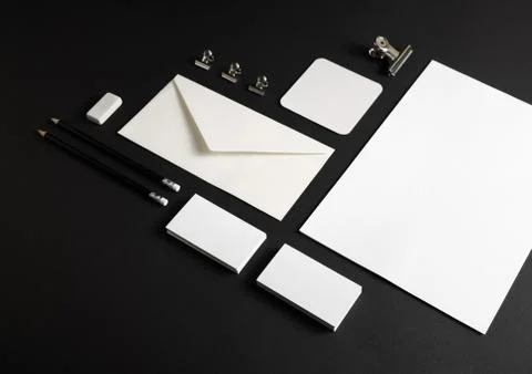 Stationery on black Foto stock