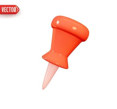 Stationery button. Red Pin Pushpin. Office thumbtacks. Realistic 3d design el Stock Illustration