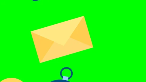 Stationery is a closed loop. Calculator, speaker, pinion, lamp, compass, letter Stock Footage 282013429