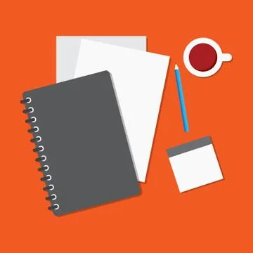 Stationery with coffee Stock Illustration
