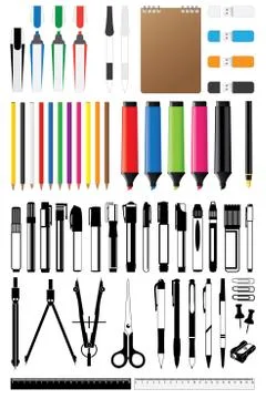 Stationery collection vector Stock Illustration