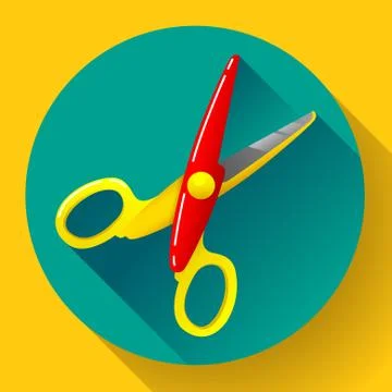Stationery colored plastic scissors icon, vector illustration. Stock Illustration