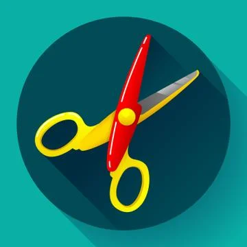 Stationery colored plastic scissors icon, vector illustration. Stock-Illustration