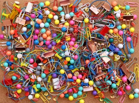 Stationery on cork background Stock Photos