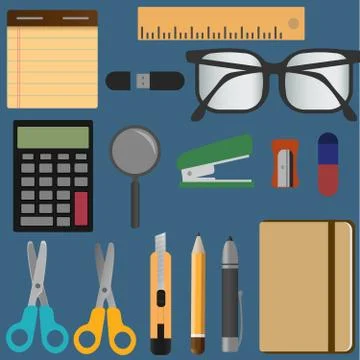 Stationery elements set. Illustrazione stock