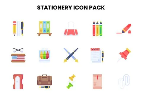 Stationery Flat UI Icons Pack Stockillustratie