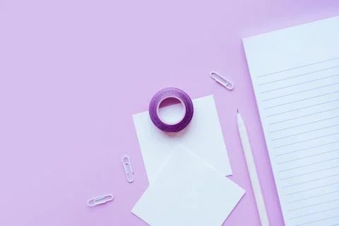 Stationery flatlay with notebook Stock Photos