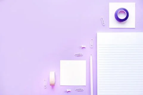 Stationery flatlay with notebook Stock Photos