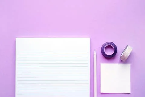 Stationery flatlay with notebook Stock Photos