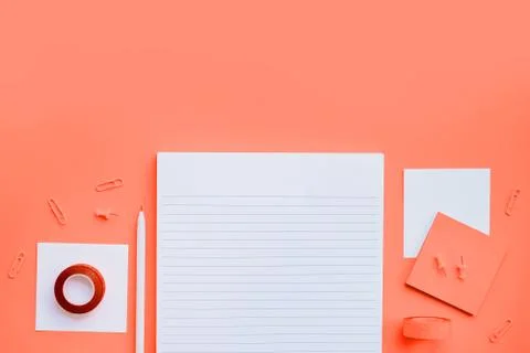 Stationery flatlay with notebook Stock Photos