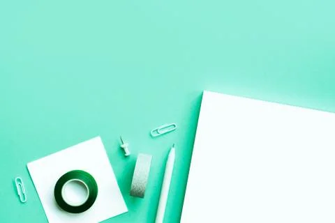 Stationery flatlay with notebook Stock Photos