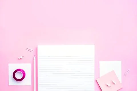 Stationery flatlay with notebook Stock Photos