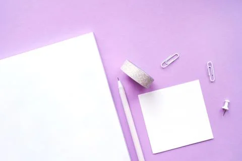 Stationery flatlay with notebook Stock Photos