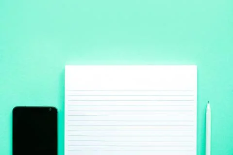 Stationery flatlay with notebook Stock Photos