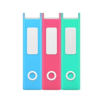 Stationery folders for documents 3d icon. Bundle color archives with busine.. Stock Illustration