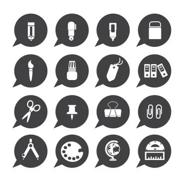 Stationery icon set Stock Illustration