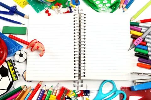 Stationery isolated on white Stock Photos