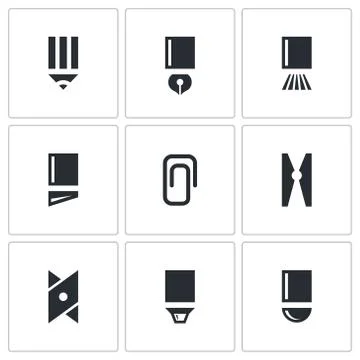 Stationery items icon collection Stock Illustration