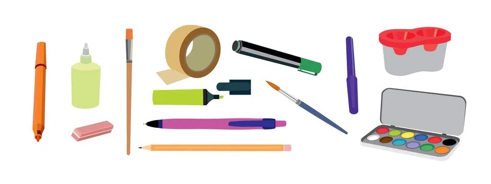 Stationery items Stock Illustration