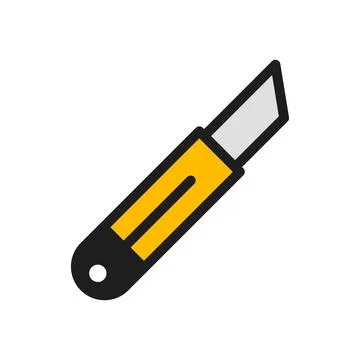 Stationery knife icon in flat style. Cutting tool vector illustration on is.. Stock Illustration