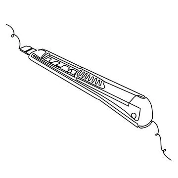 Stationery knife in one line. Vector illustration isolated on white background Stock Illustration