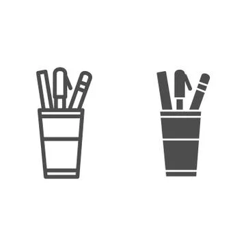 Stationery line and solid icon, office supplies symbol, Holder for stationery Stock Illustration